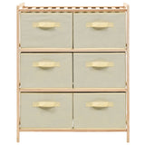 Storage Rack with 6 Fabric Baskets Cedar Wood Beige - Front View