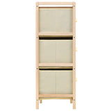Storage Rack with 6 Fabric Baskets Cedar Wood Beige - Side View