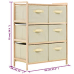 Storage Rack with 6 Fabric Baskets Cedar Wood Beige
