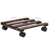 Plant Rollers 4 pcs Cedar Wood 25x25 cm - Rear View
