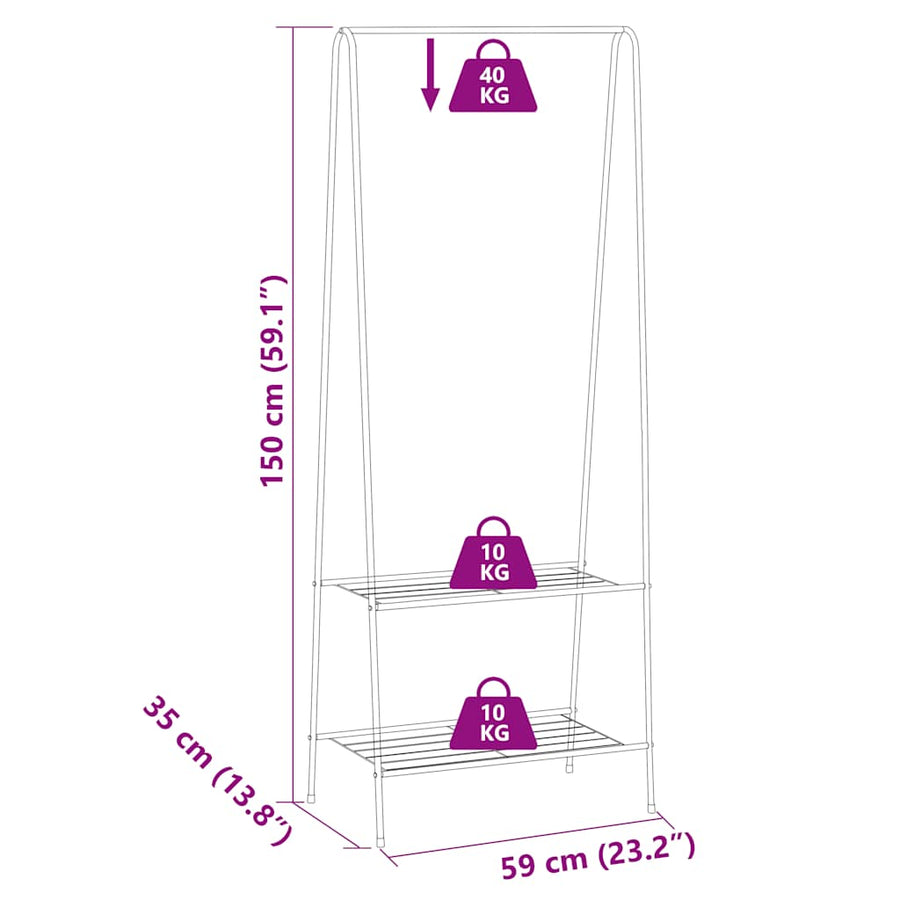 Clothes Rack 59x35x150 cm Black
