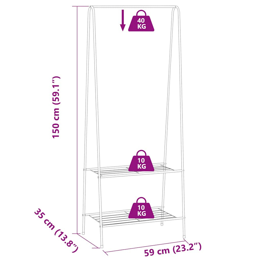 Clothes Rack 59x35x150 cm White