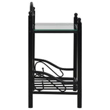 Bedside Table Steel and Tempered Glass 45x30.5x60 cm Black - Top-Down View