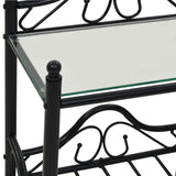Bedside Table Steel and Tempered Glass 45x30.5x60 cm Black - Rear View
