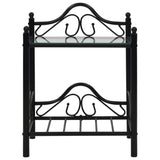 Bedside Tables 2 pcs Steel and Tempered Glass 45x30.5x60 cm Black - Side View