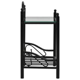 Bedside Tables 2 pcs Steel and Tempered Glass 45x30.5x60 cm Black - 45-Degree Angle