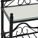 Bedside Tables 2 pcs Steel and Tempered Glass 45x30.5x60 cm Black - Close-Up Angle