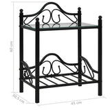 Bedside Tables 2 pcs Steel and Tempered Glass 45x30.5x60 cm Black