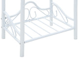 Bedside Table Steel and Tempered Glass 45x30.5x60 cm White - Close-Up Angle