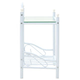 Bedside Tables 2 pcs Steel and Tempered Glass 45x30.5x60 cm White - Top-Down View