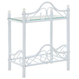 Bedside Tables 2 pcs Steel and Tempered Glass 45x30.5x60 cm White - 45-Degree Angle