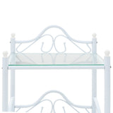 Bedside Tables 2 pcs Steel and Tempered Glass 45x30.5x60 cm White - Close-Up Angle
