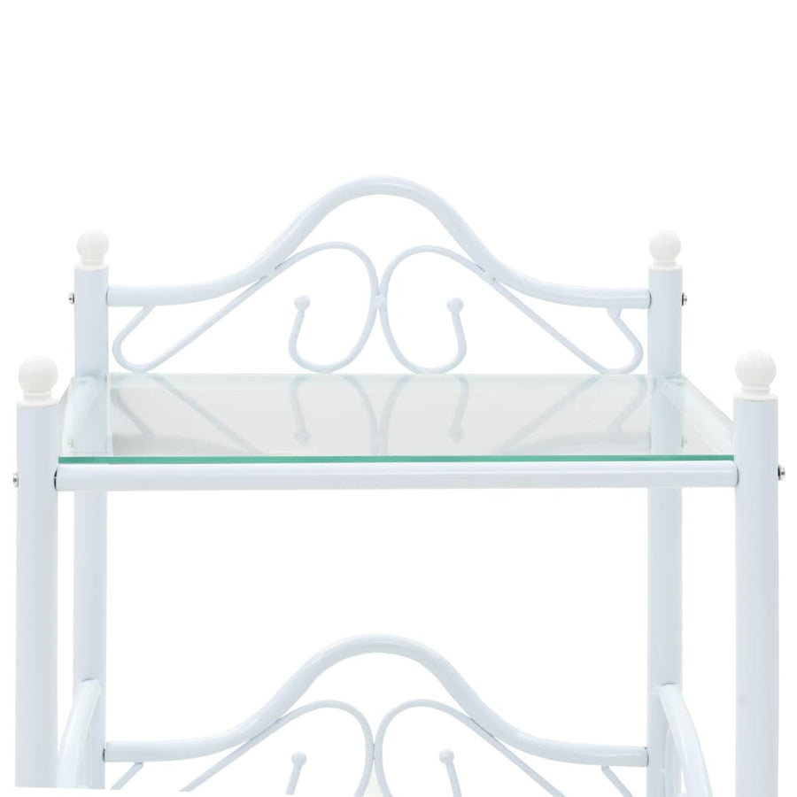 Bedside Tables 2 pcs Steel and Tempered Glass 45x30.5x60 cm White