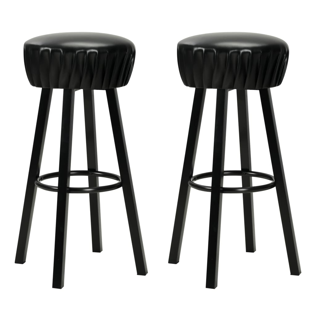 Bar Chairs 2 pcs Black Faux Leather