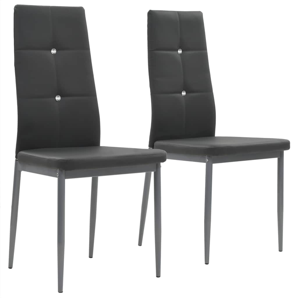 Dining Chairs 2 pcs Grey Faux Leather