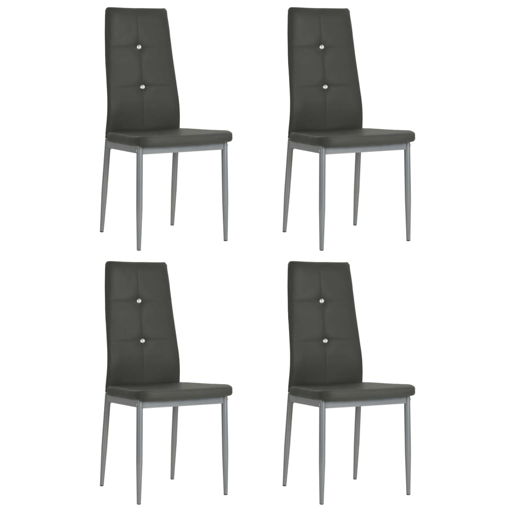 Dining Chairs 4 pcs Grey Faux Leather