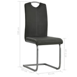 Cantilever Dining Chairs 2 pcs Grey Faux Leather - Low Angle