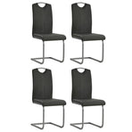 Cantilever Dining Chairs 4 pcs Grey Faux Leather
