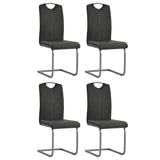 Cantilever Dining Chairs 4 pcs Grey Faux Leather