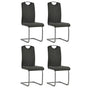 Cantilever Dining Chairs 4 pcs Grey Faux Leather