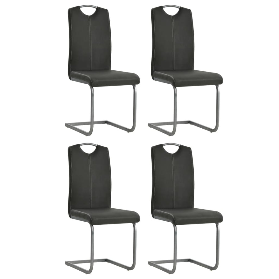 Cantilever Dining Chairs 4 pcs Grey Faux Leather