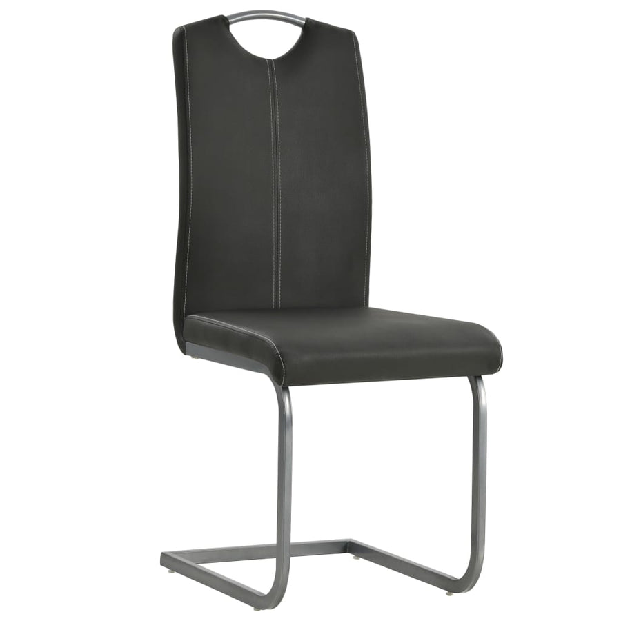Cantilever Dining Chairs 4 pcs Grey Faux Leather