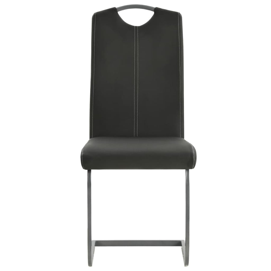 Cantilever Dining Chairs 4 pcs Grey Faux Leather