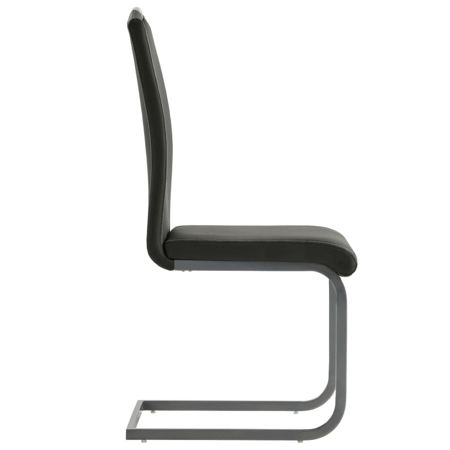 Cantilever Dining Chairs 4 pcs Grey Faux Leather