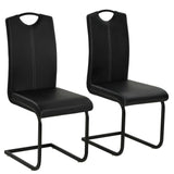 Cantilever Dining Chairs 2 pcs Black Faux Leather