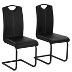 Cantilever Dining Chairs 2 pcs Black Faux Leather