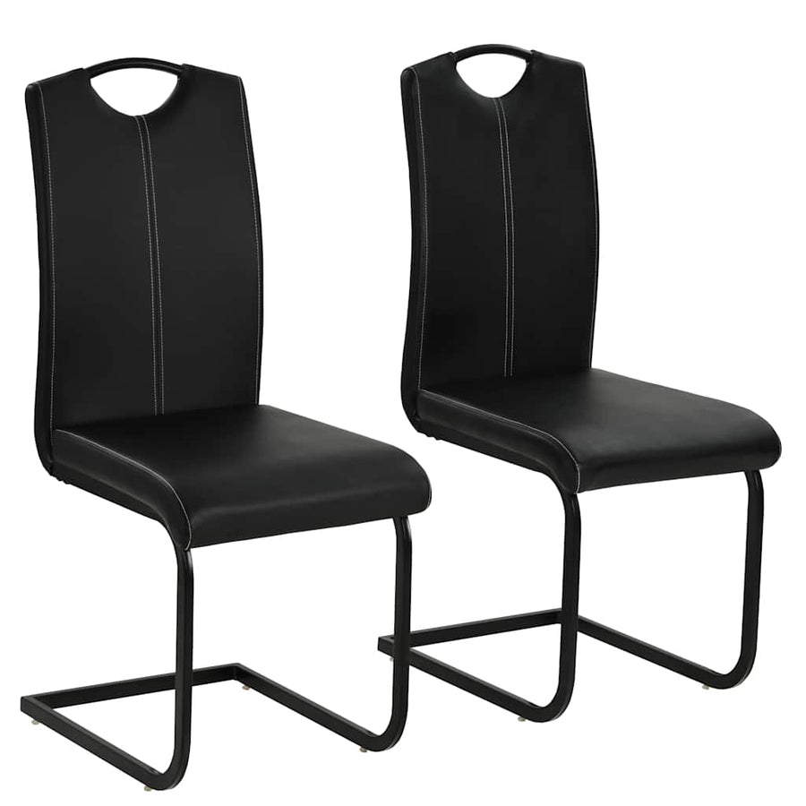 Cantilever Dining Chairs 2 pcs Black Faux Leather