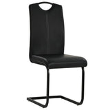 Cantilever Dining Chairs 2 pcs Black Faux Leather - Front View