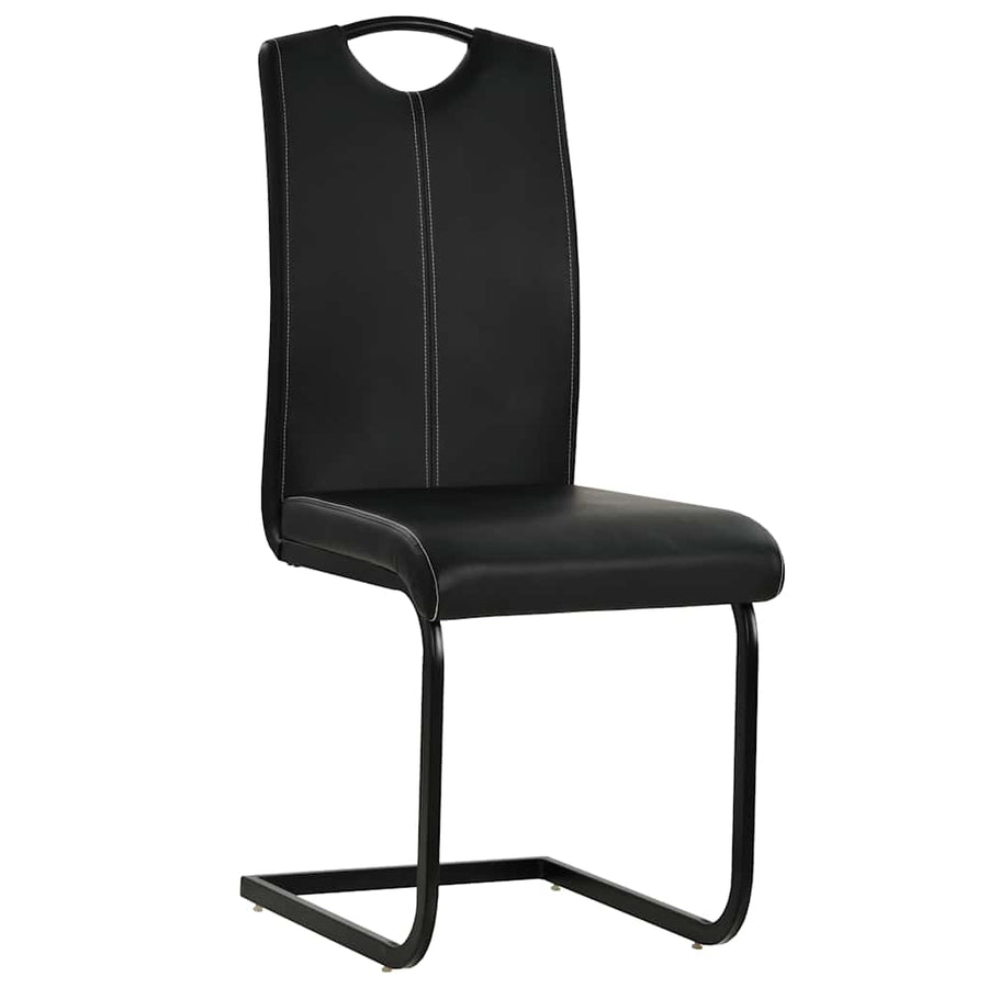 Cantilever Dining Chairs 2 pcs Black Faux Leather