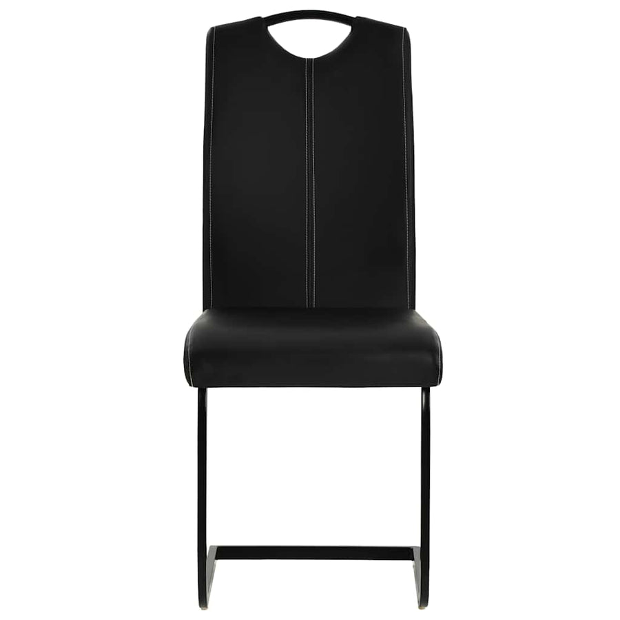 Cantilever Dining Chairs 2 pcs Black Faux Leather