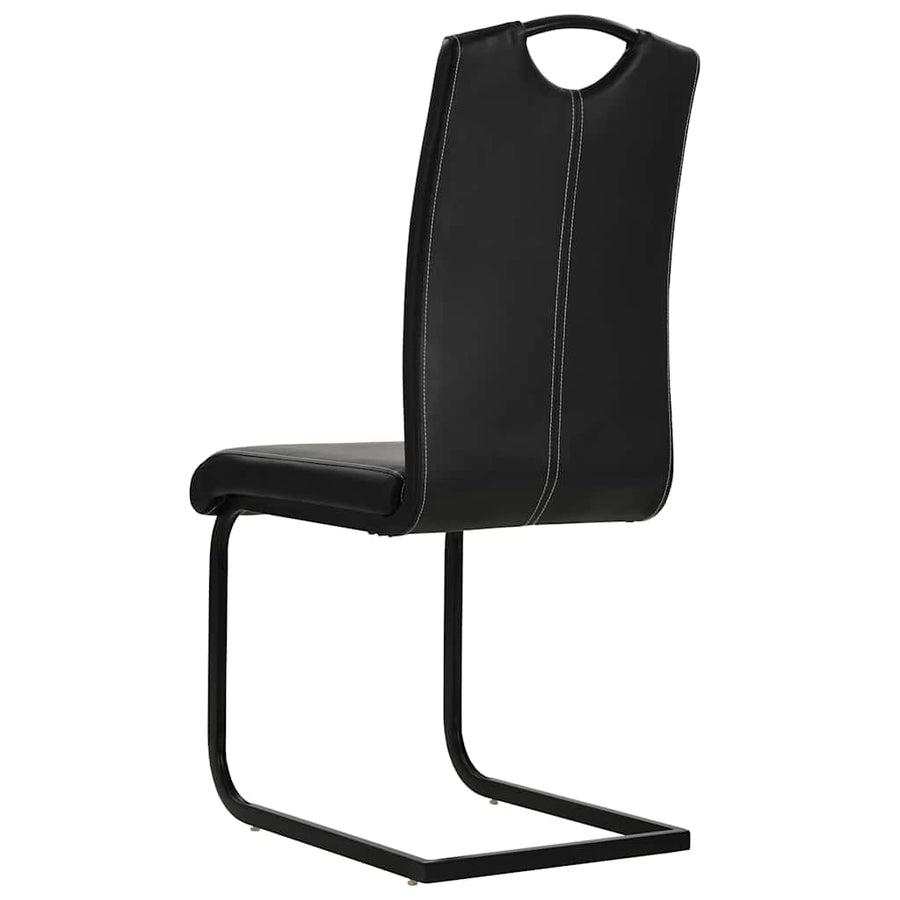 Cantilever Dining Chairs 2 pcs Black Faux Leather
