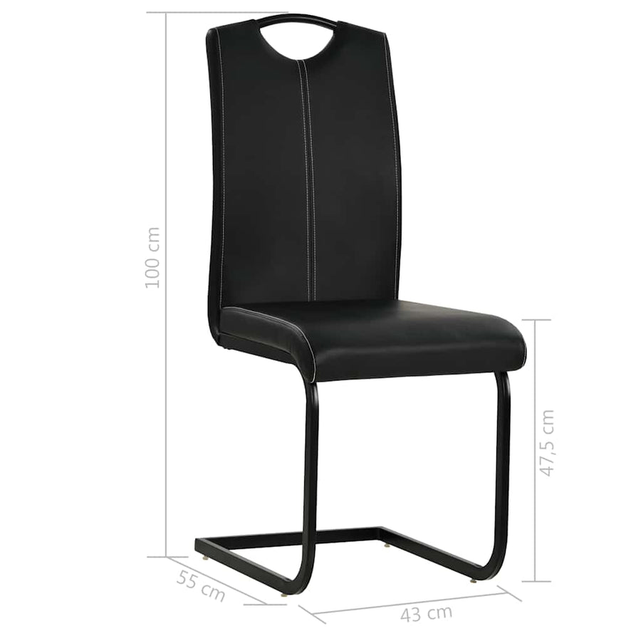 Cantilever Dining Chairs 2 pcs Black Faux Leather