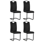 Cantilever Dining Chairs 4 pcs Black Faux Leather