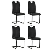 Cantilever Dining Chairs 4 pcs Black Faux Leather