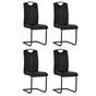 Cantilever Dining Chairs 4 pcs Black Faux Leather