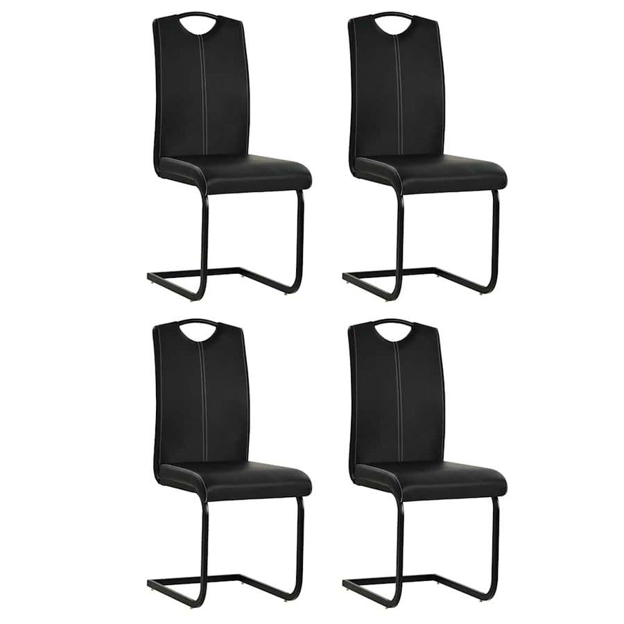 Cantilever Dining Chairs 4 pcs Black Faux Leather