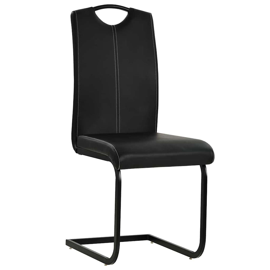 Cantilever Dining Chairs 4 pcs Black Faux Leather