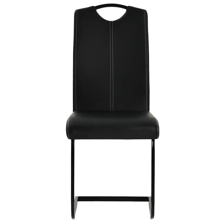 Cantilever Dining Chairs 4 pcs Black Faux Leather