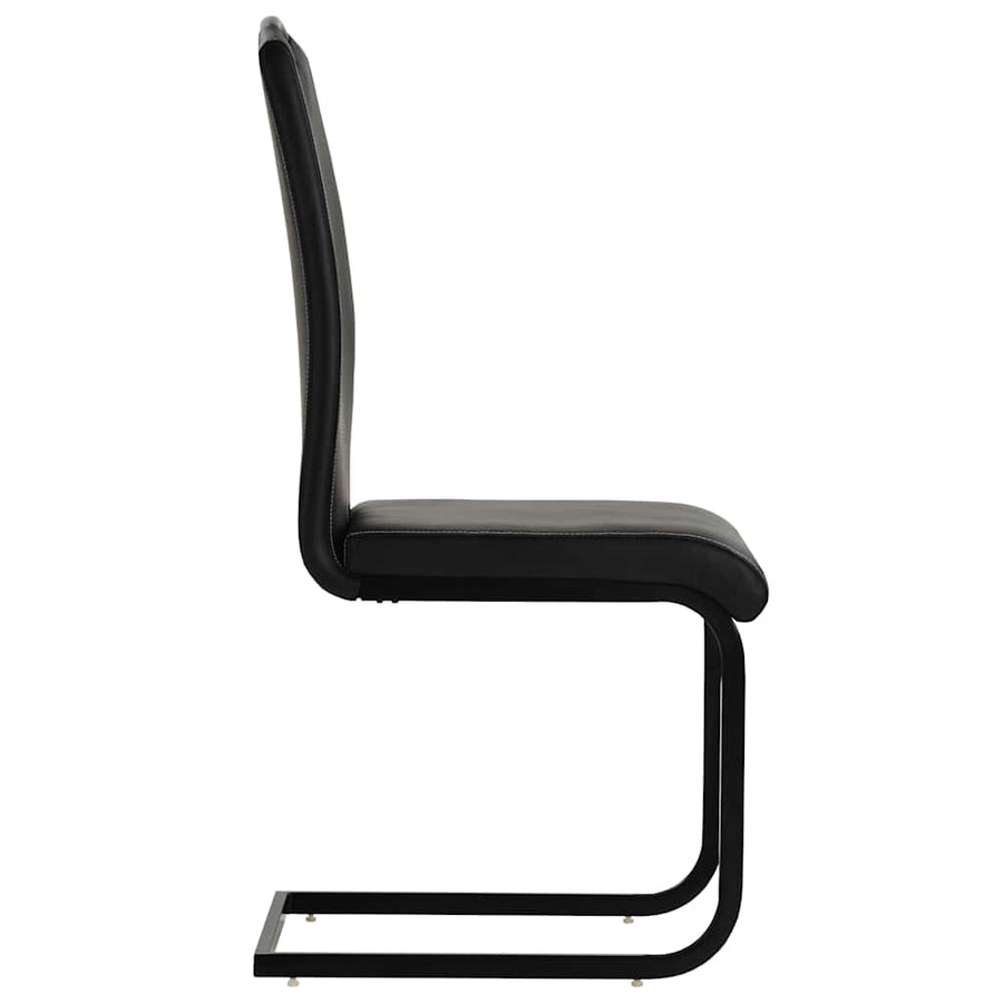 Cantilever Dining Chairs 4 pcs Black Faux Leather