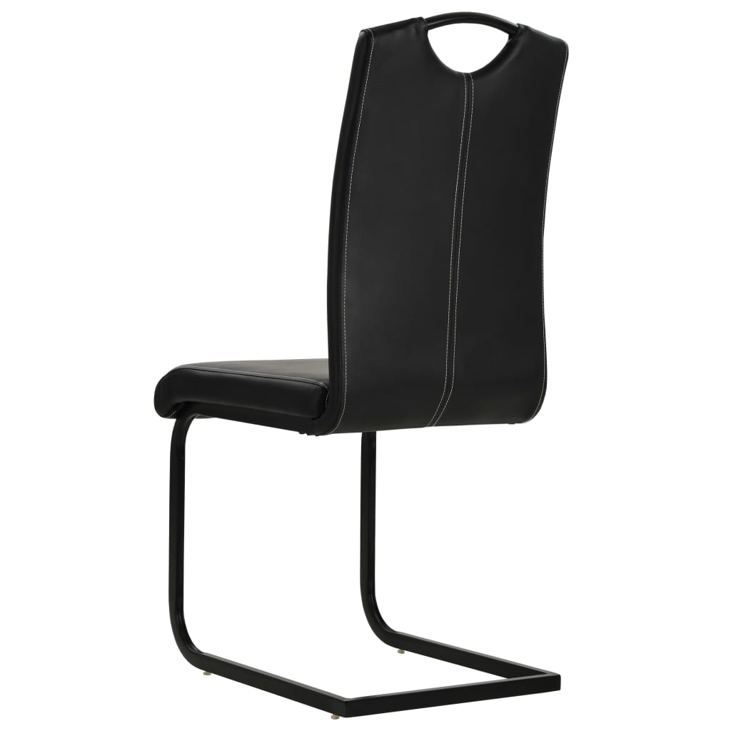 Cantilever Dining Chairs 4 pcs Black Faux Leather