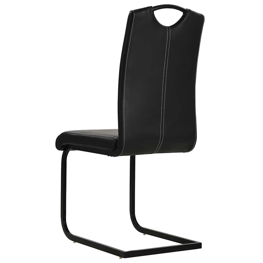 Cantilever Dining Chairs 4 pcs Black Faux Leather