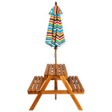 Kids Picnic Table with Parasol 79x90x60 cm Solid Acacia Wood - Side View
