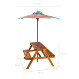 Kids Picnic Table with Parasol 79x90x60 cm Solid Acacia Wood - Low Angle