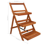 3-Tier Plant Stand 50x63x80 cm Solid Acacia Wood - Rear View