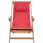 Folding Chair Fabric and Wooden Frame Red