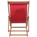 Folding Beach Chair Fabric and Wooden Frame Red - Top-Down View